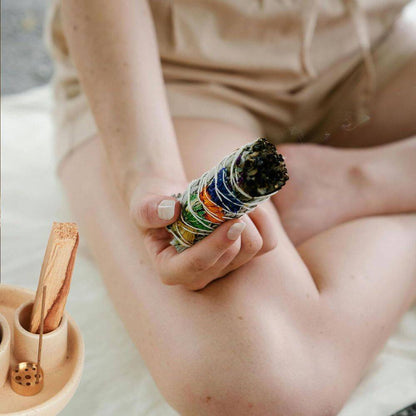 Sand Ceramic 4-In-1 Incense Holder with Ash Catcher Tray for Meditation and Yoga