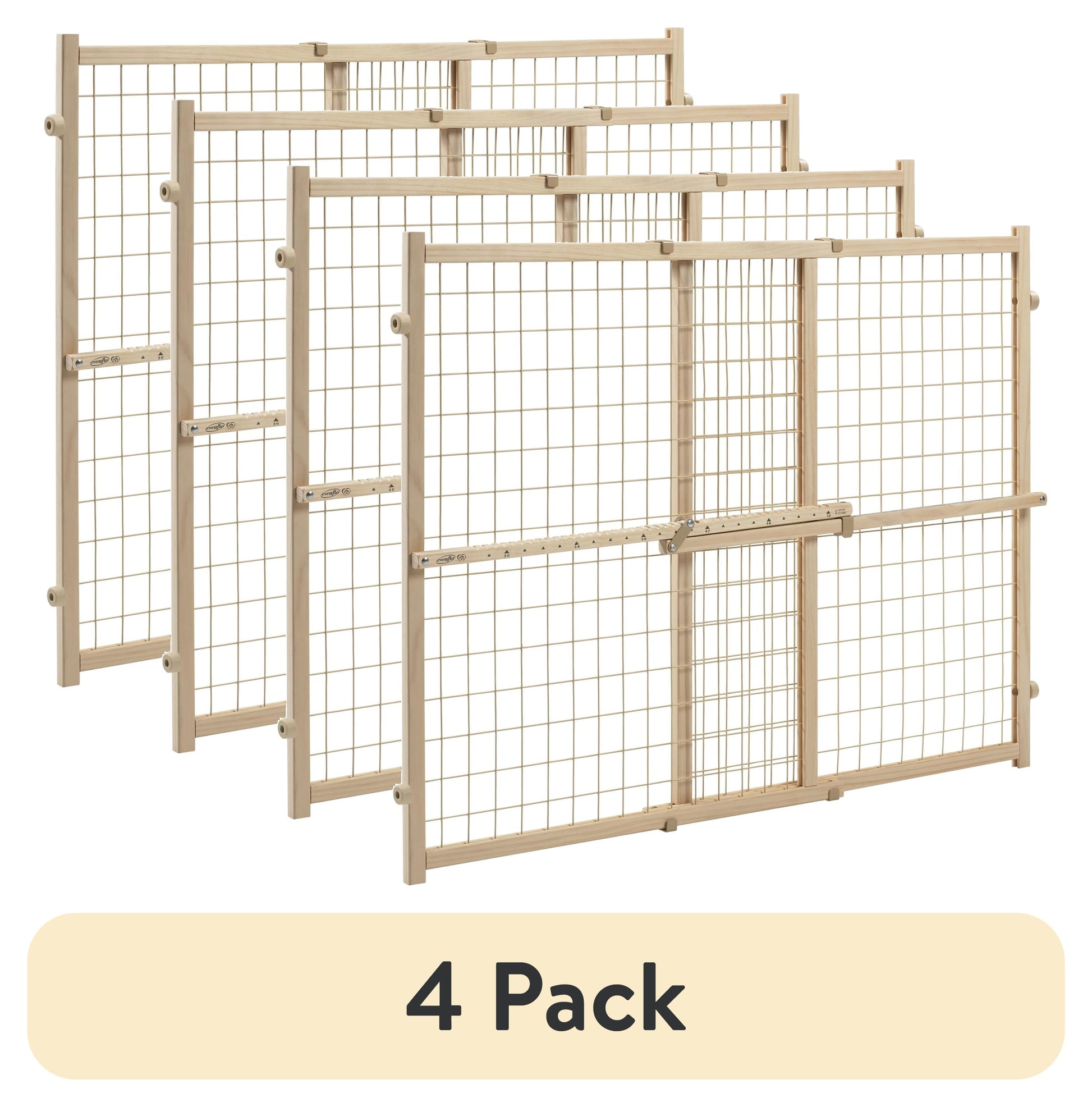(4 Pack)  Position & Lock Tall and Wide Value Adjustable Baby Gate (Natural), Fits Openings 31 - 50 In. Wide