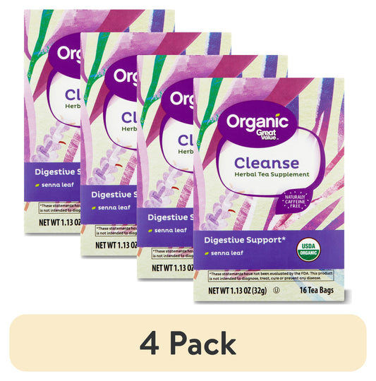 (4 Pack)  Organic Cleanse Tea Bags, 1.13 Oz, 16 Count