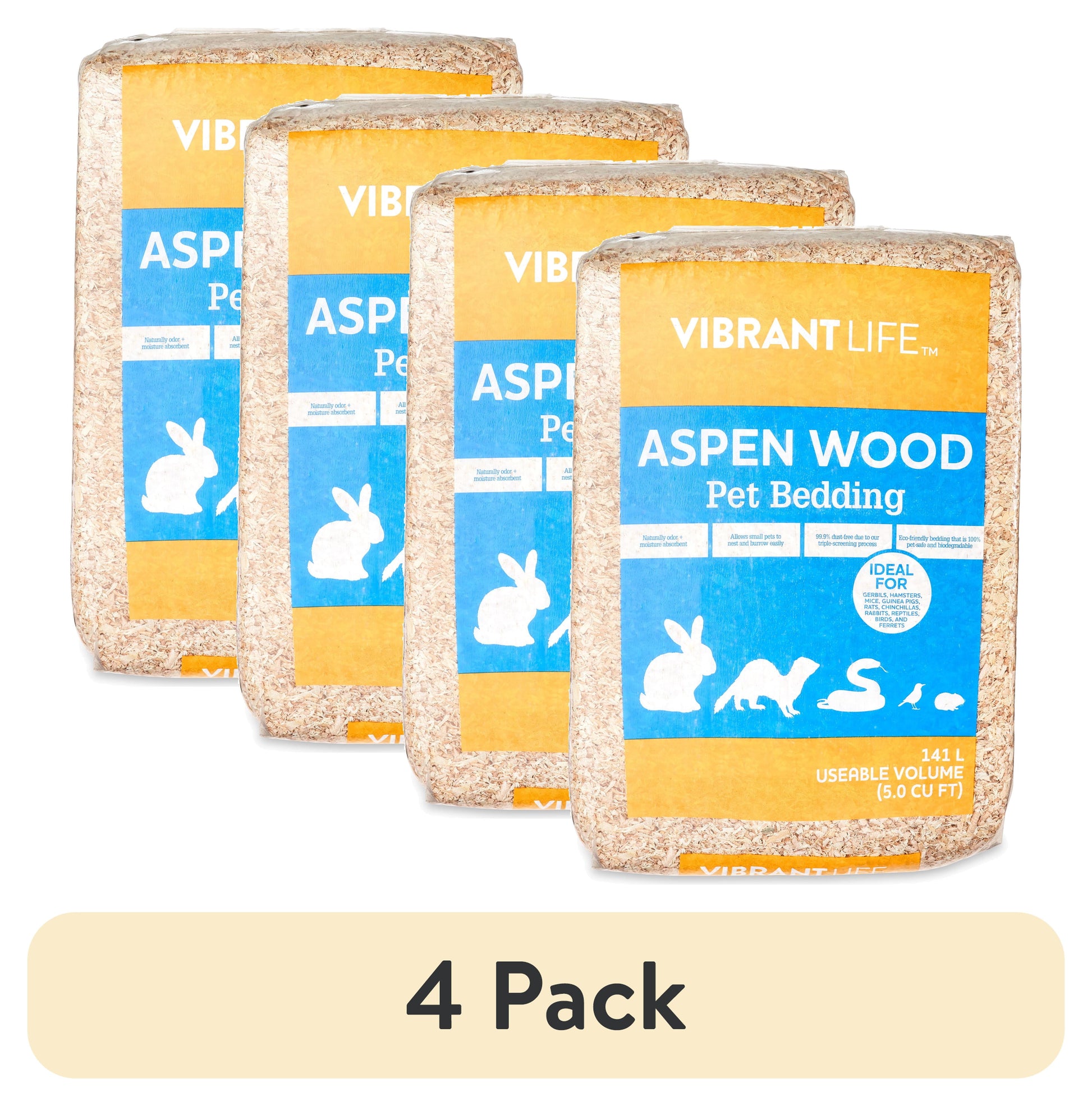 (4 Pack)  Aspen Wood Pet Bedding, 141 L Bag