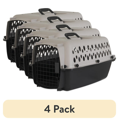 (4 Pack)  Pet Portable Kennel for Dogs, Hard-Sided Travel Carrier, Durable, Metal Door, Black & Grey, for Pets up to 15 Lbs, 23" L X 15.2" W X 11.8" H