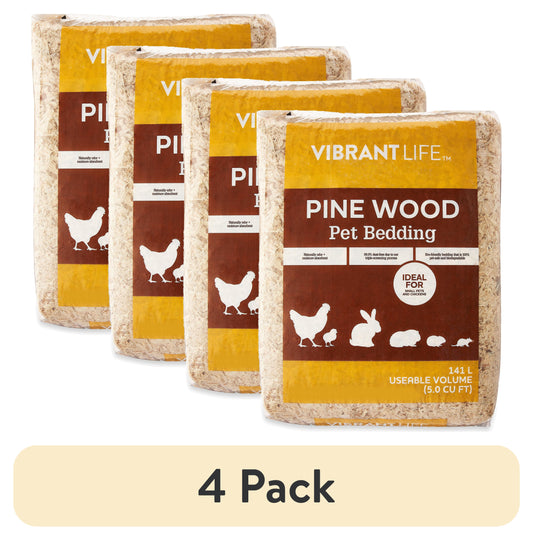 (4 Pack)  Pine Wood Pet Bedding, 141 L Bag