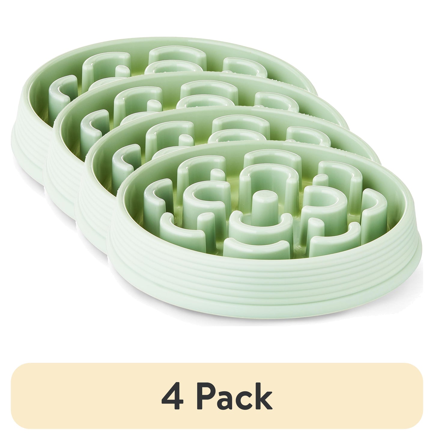 (4 Pack)  Slow Chow Dog Bowl, Green Medallion