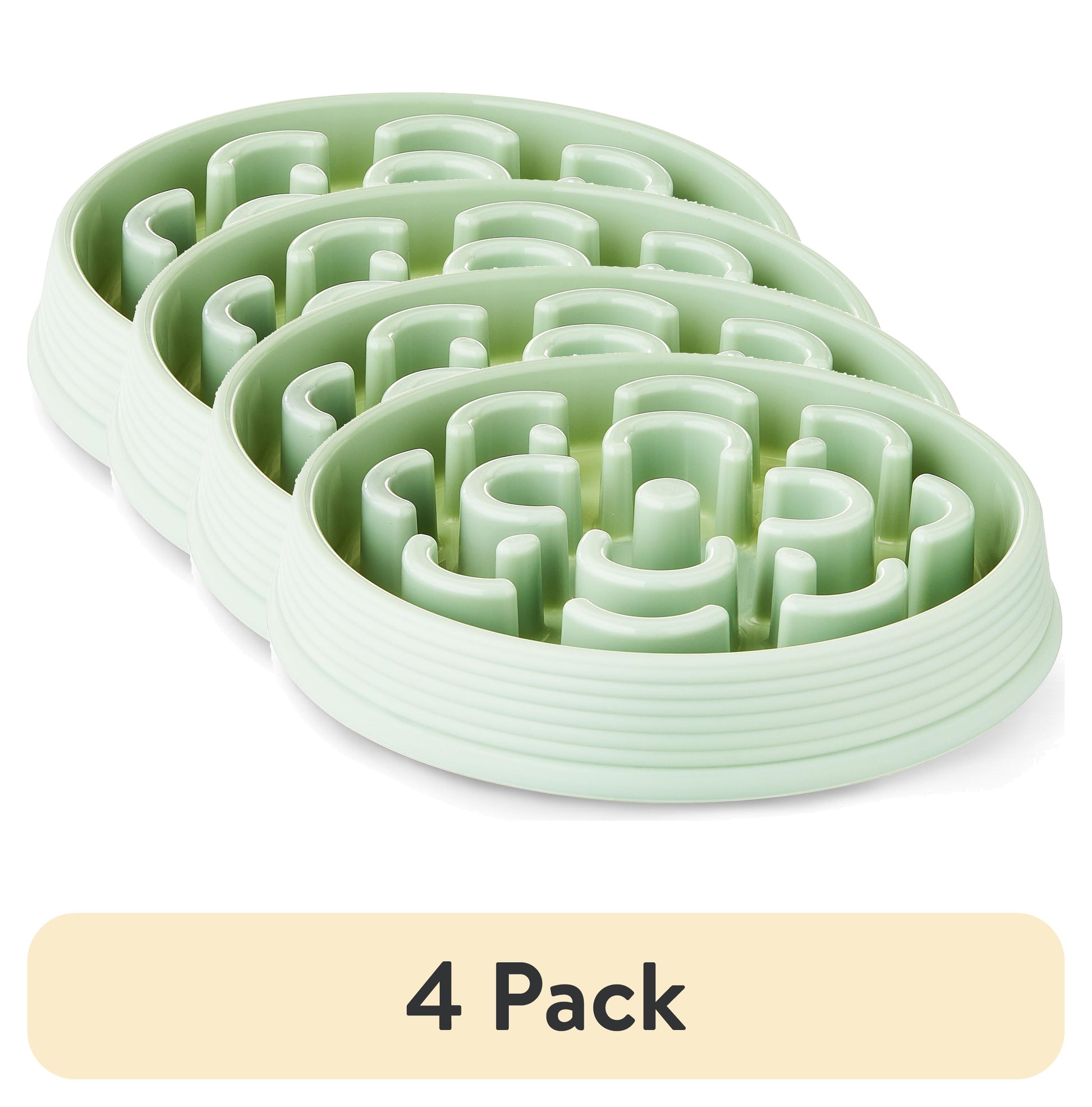 (4 Pack)  Slow Chow Dog Bowl, Green Medallion
