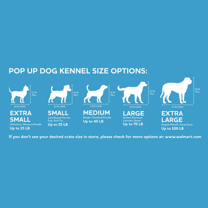 Soft-Sided Pop Open Dog Kennel, Blue, Large
