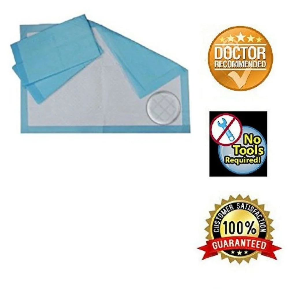 (Chux) Disposable Underpads 23 X 36, Waterproof Highly Absorbent Bed Pads for Adults, Children and Pets, Large Size, Blue, Count (100/Pack) plus Hand Sanitizing Wipes