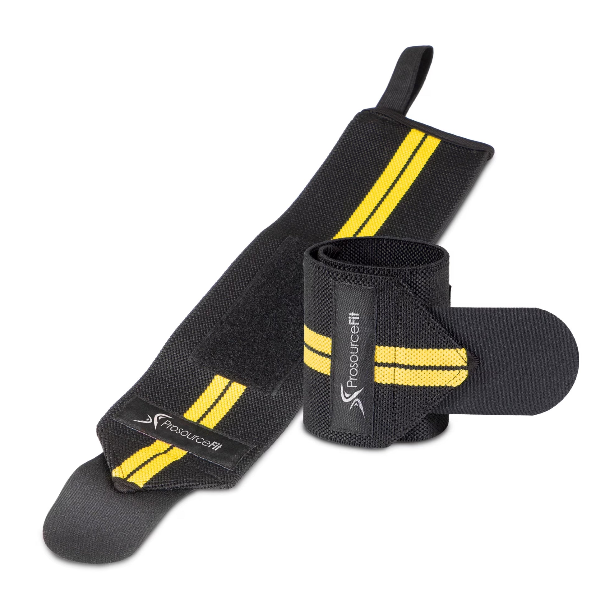 Weightlifting Wrist Wraps Adjustable Pair with Thumb Loops, Red or Yellow, Wrist Strap Support for Strength Training, Bodybuilding, Crossfit