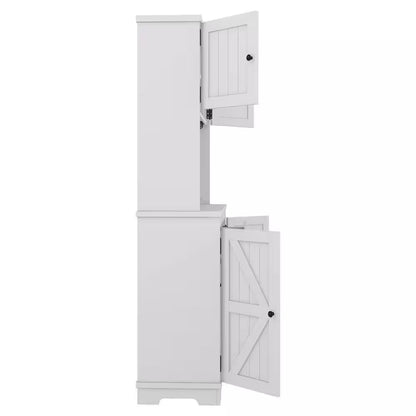 47 In. W X 16 In. D X 74 In. H White Linen Cabinet, Coffee Bar Cabinet Kitchen Cabinet with Storage, Wine Cabinet