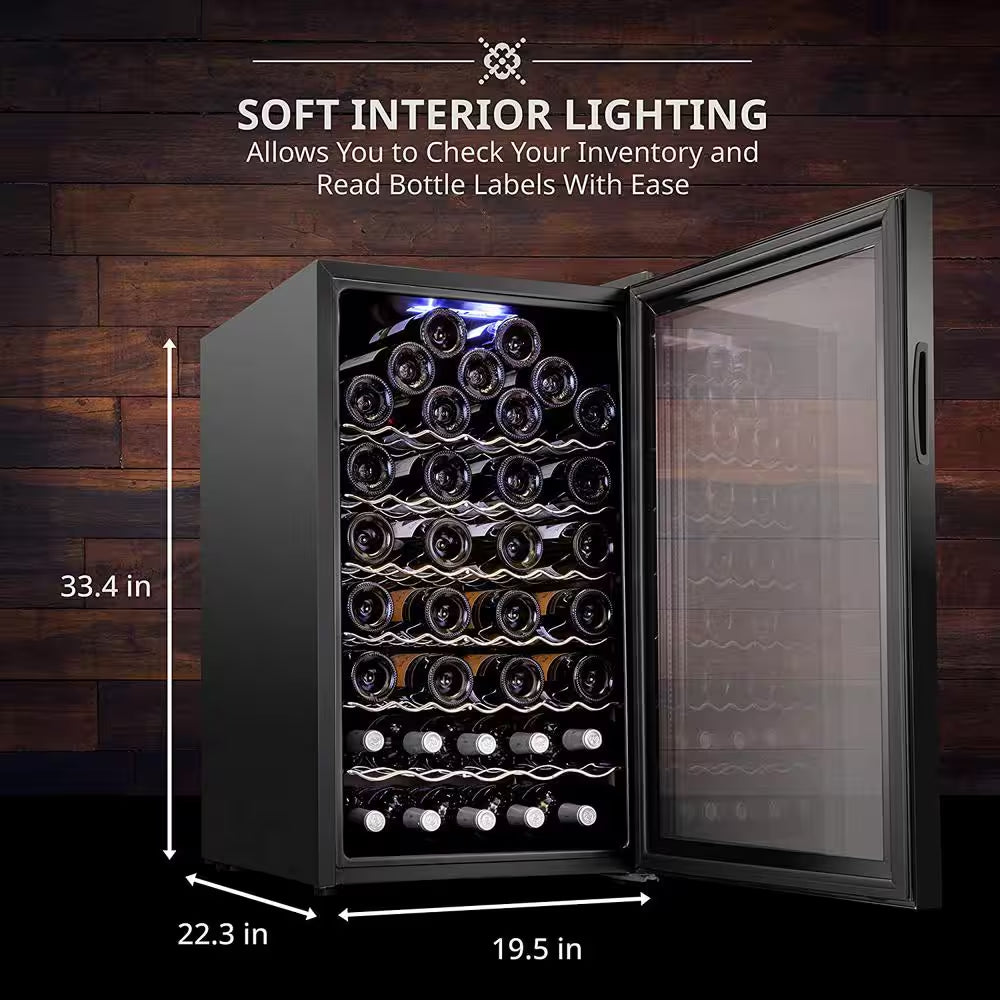Single Zone 51-Bottle Freestanding Wine Cooler Refrigerator with Wifi and Lock in Black