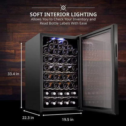 Single Zone 51-Bottle Freestanding Wine Cooler Refrigerator with Wifi and Lock in Black