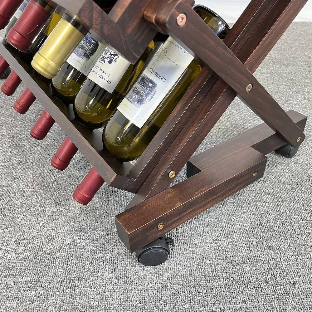26-Bottles Brown Freestanding Wine Rack, Wine Storage Rack