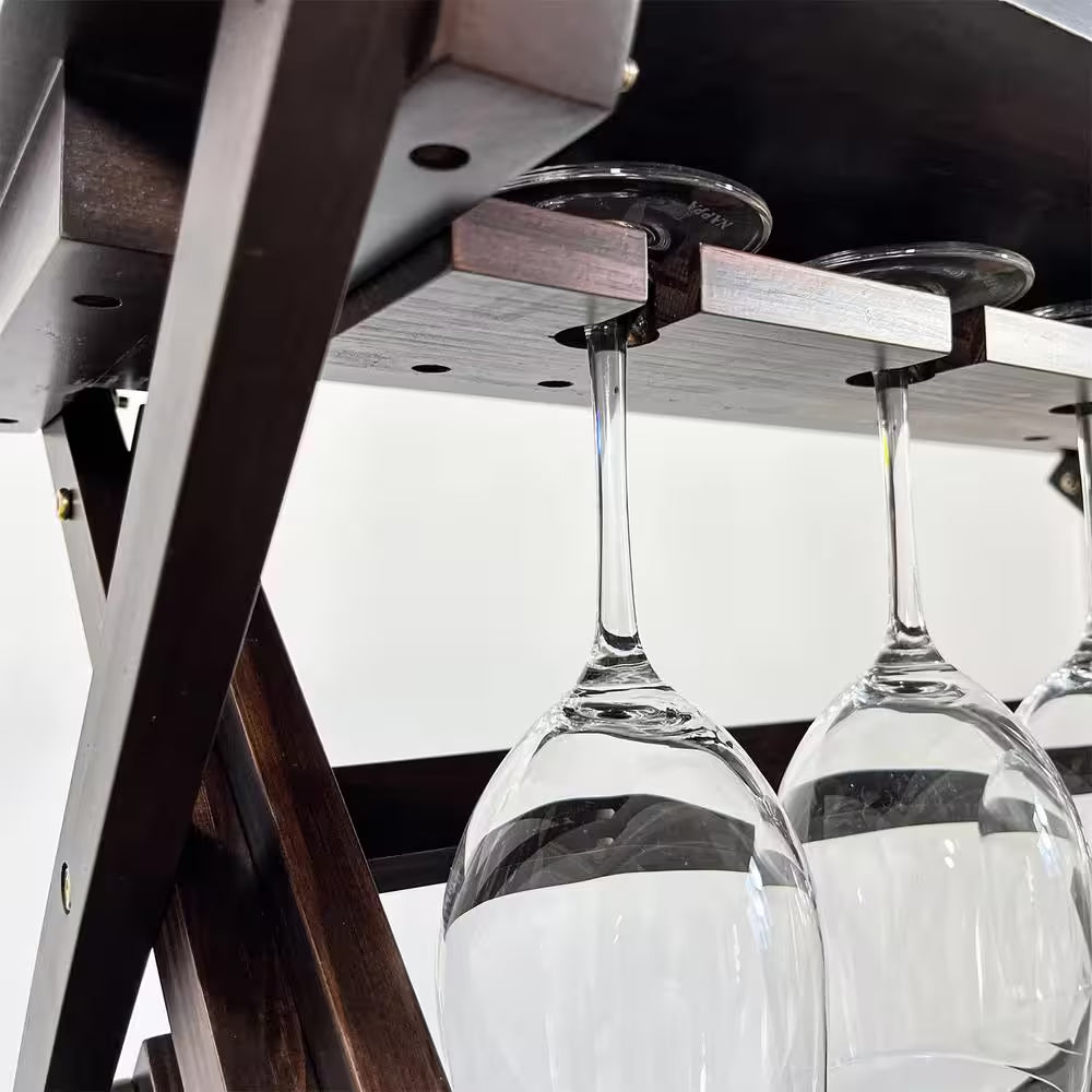 26-Bottles Brown Freestanding Wine Rack, Wine Storage Rack