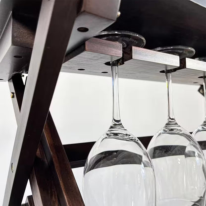 26-Bottles Brown Freestanding Wine Rack, Wine Storage Rack