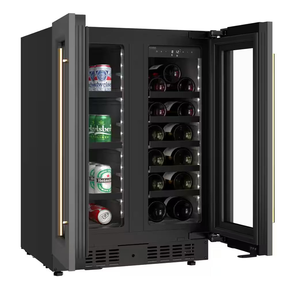 Reserve 24 In. Dual Zone 20-Wine Bottles and 51-Cans Beverage and Wine Cooler in Black