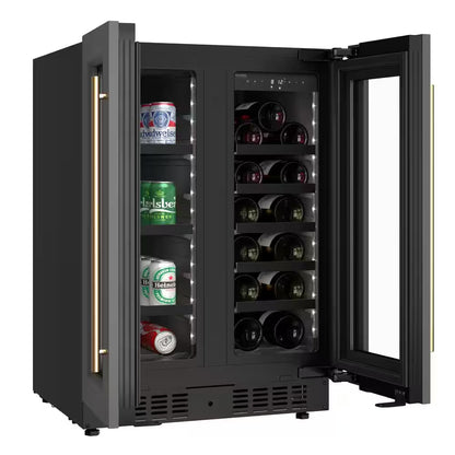 Reserve 24 In. Dual Zone 20-Wine Bottles and 51-Cans Beverage and Wine Cooler in Black