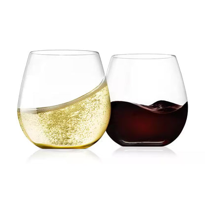 15 Oz. Crystal-Clear Stemless Wine Glass Set (Set of 2)
