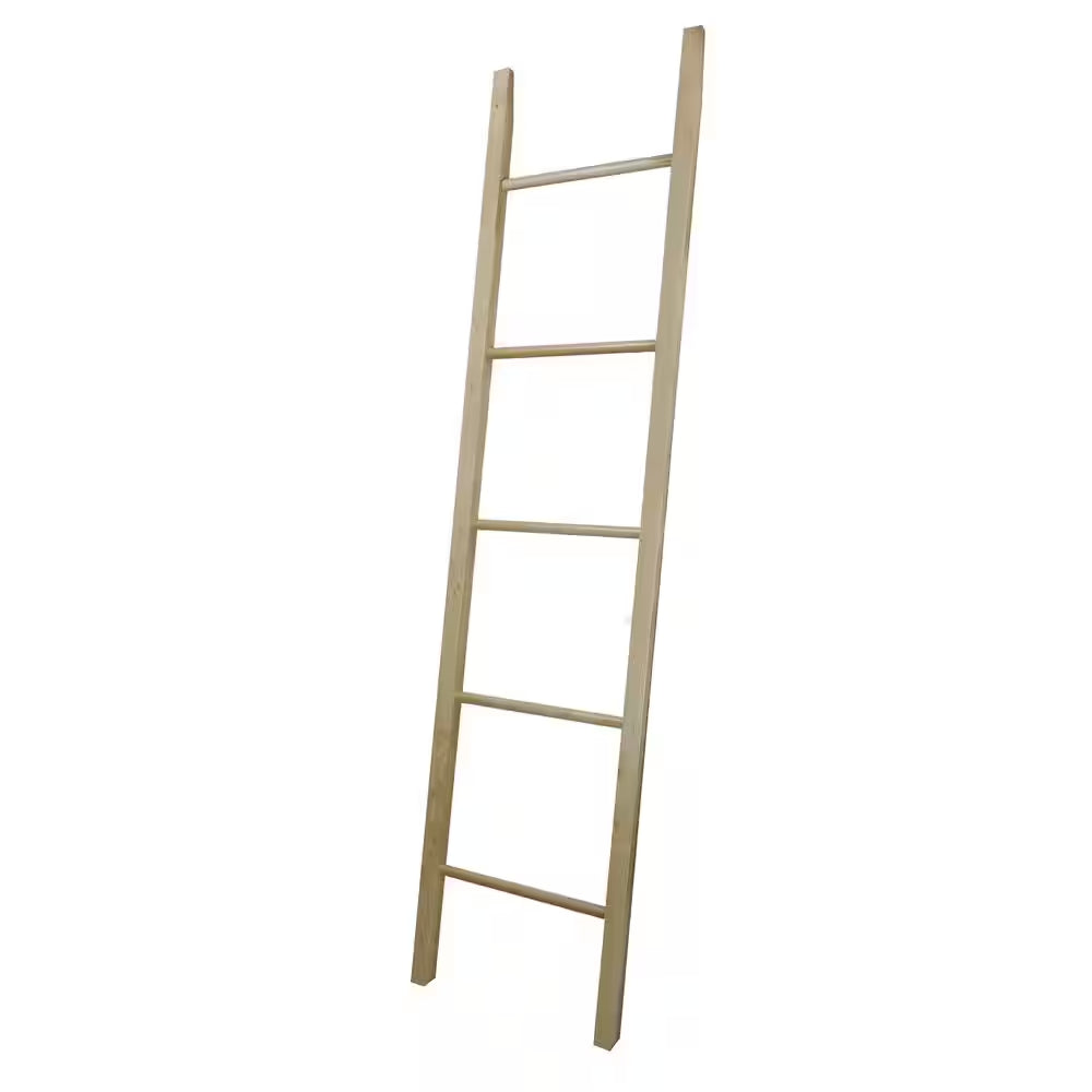 19 In. W X 1.6 In. D Espresso Decorative Ladder with Solid American Maple
