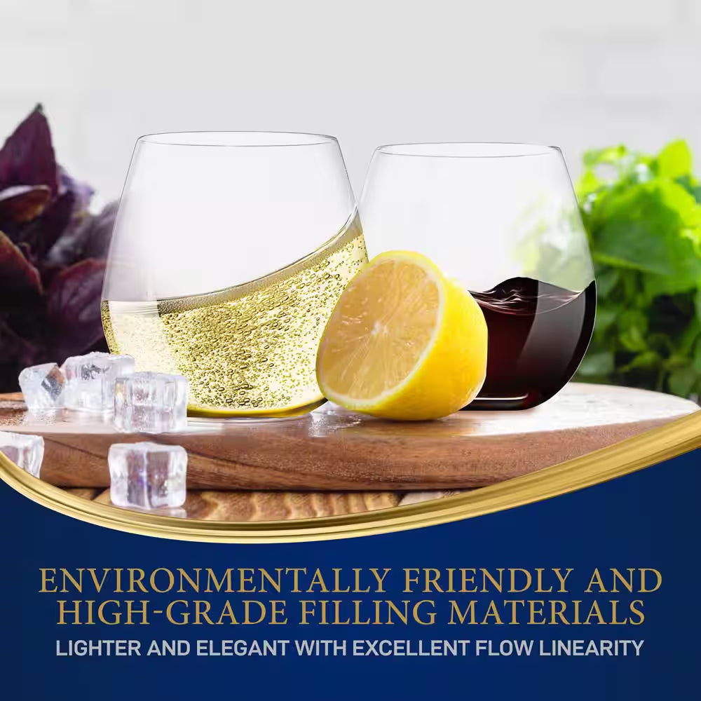 15 Oz. Crystal-Clear Stemless Wine Glass Set (Set of 2)
