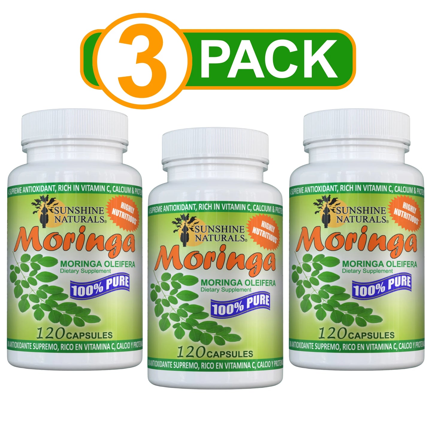 Pure Moringa Leaf Capsules, 120 Count