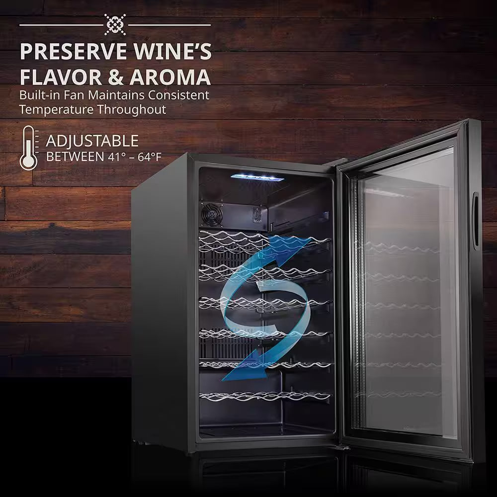 Single Zone 51-Bottle Freestanding Wine Cooler Refrigerator with Wifi and Lock in Black