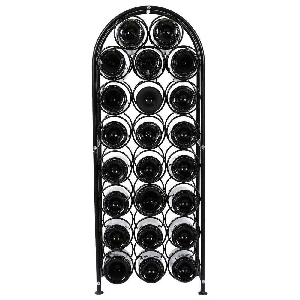23-Bottle Black Metal Arched Freestanding Floor Wine Rack