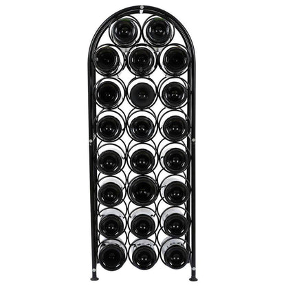 23-Bottle Black Metal Arched Freestanding Floor Wine Rack