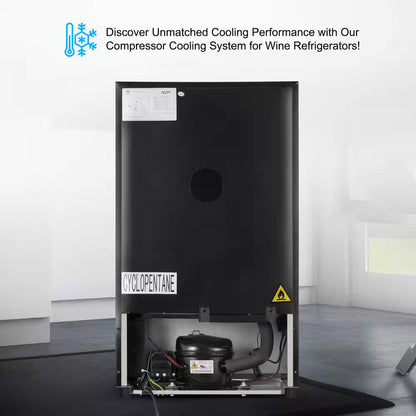 17 In. Wine Cooler 24 Bottle Freestanding Wine Refrigerator with Door Lock, Black