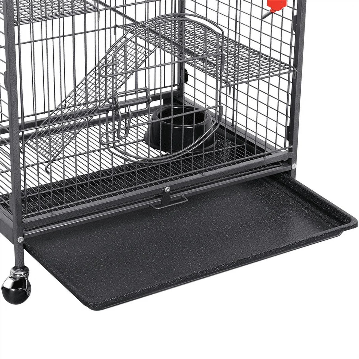 37"H Metal 4-Tier Rolling Large Small Animal Cage,Black
