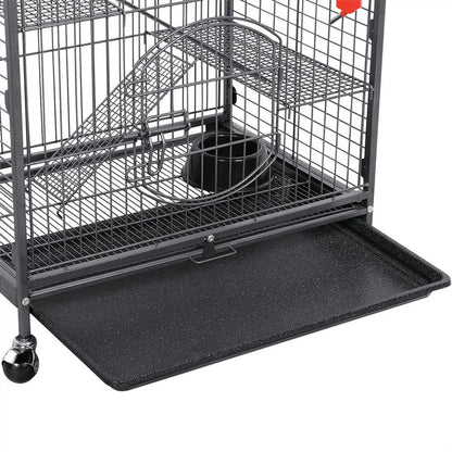 37"H Metal 4-Tier Rolling Large Small Animal Cage,Black