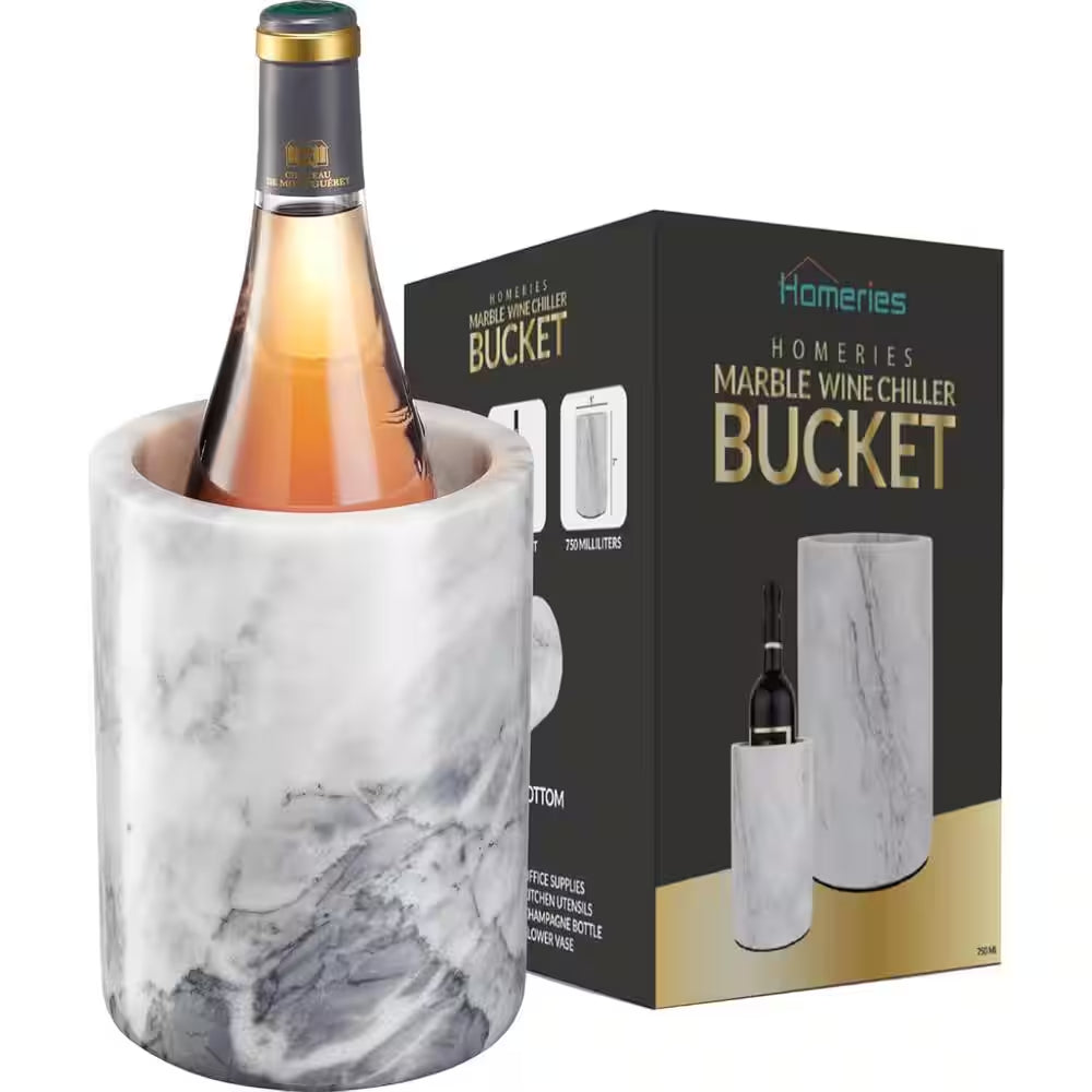 0.79 Qt. Marble Wine Chiller-1-Bottle Capacity-White-Stone-Kitchen Cooler