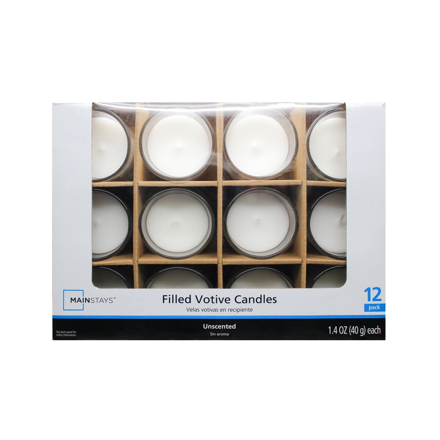 (2 Pack)  Unscented Filled Votive Glass Candles, White, 12-Pack Votive Candles