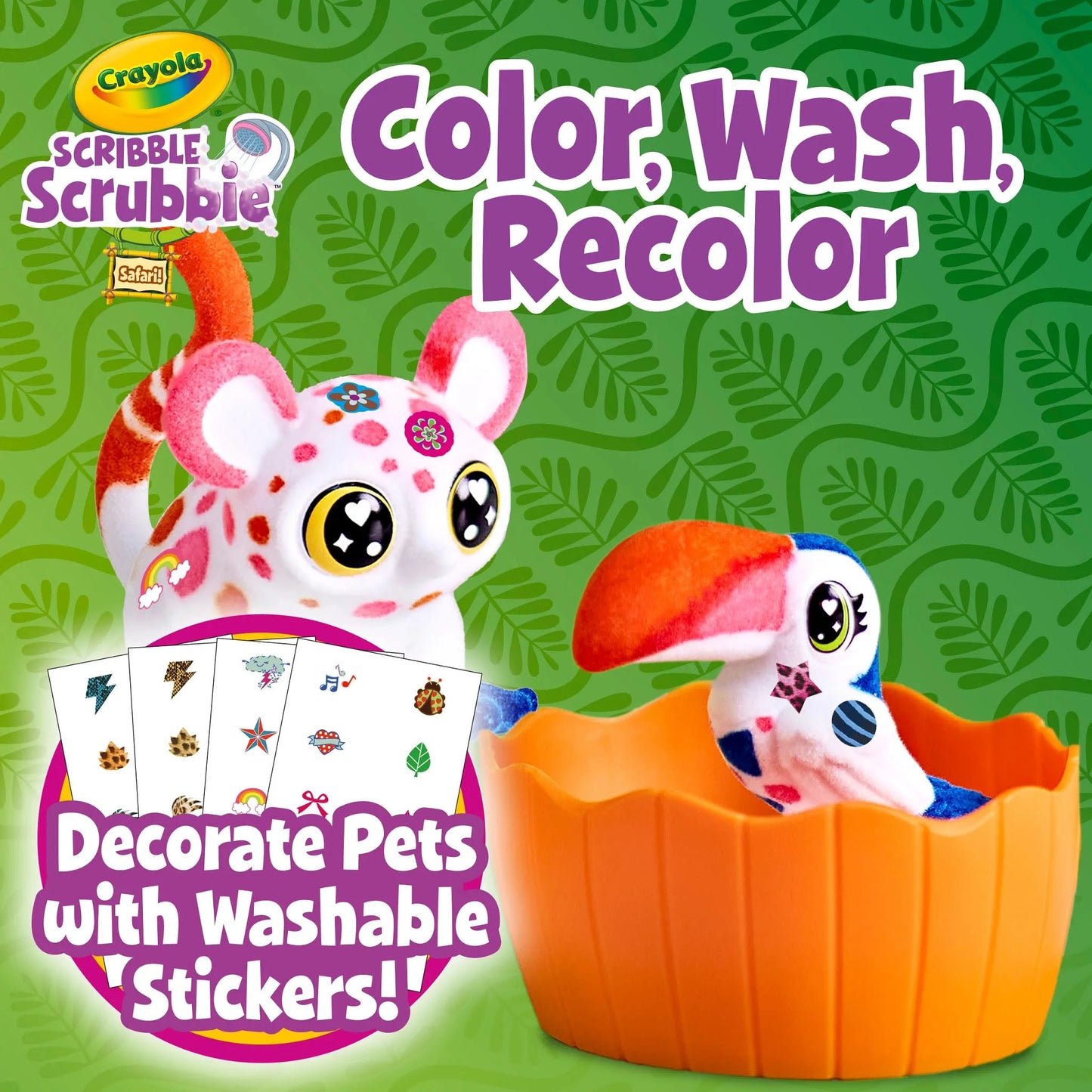 Scribble Scrubbie Pets Safari Treehouse Toy Set, Coloring Gift for Kids, Jungle Arts & Crafts