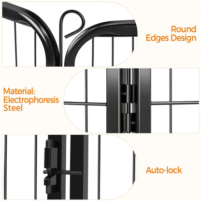 31.5″H Metal Pet Playpen Steel Dog Cat Exercise Barrier Outdoor Indoor Fence Door