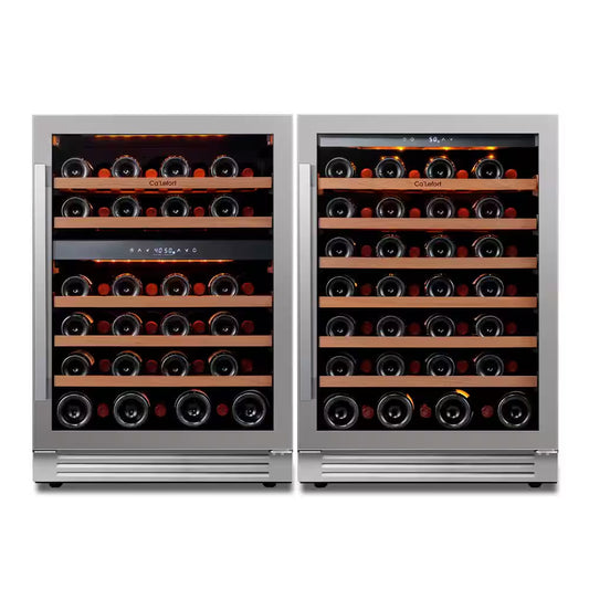 48 In. Triple Zone Cellar Cooling Unit 100-Bottles Built- in Wine Cooler Side-By-Side Refrigerator Frost Free in Black