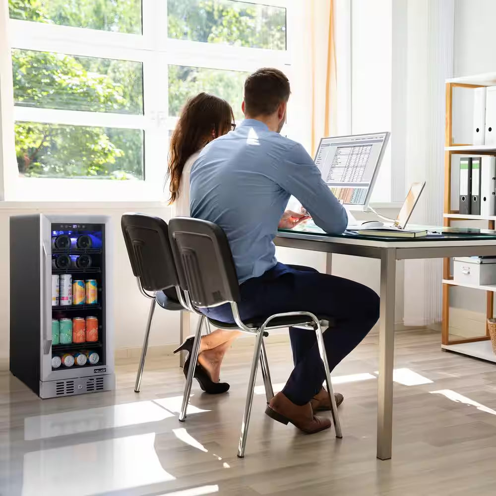 15 In. Flipshelf 33 Wine Bottles & 80 Cans Built-In Beverage and Wine Cooler in Stainless Steel with Reversible Shelves