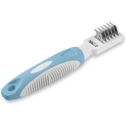 Professional Pet Mat Remover - Dematting Tool for Grooming Cats & Dogs - Removes Matted Fur, Tangles, Knots, Loose Hair & Dirt - Stainless Steel, Gentle Teeth, Soft Comfort Grip Handle