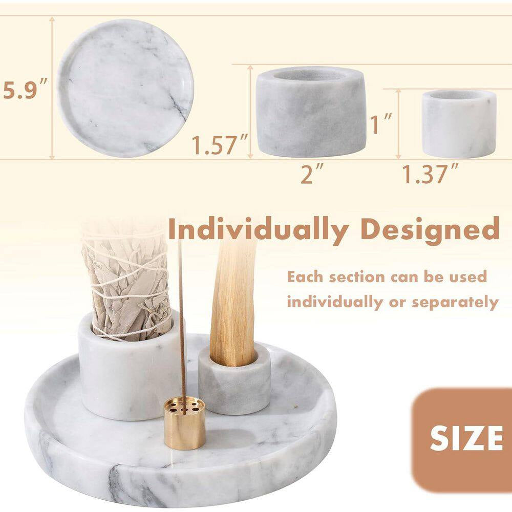 White Marble Incense Holder with 9-Holes for Meditation and Relaxation