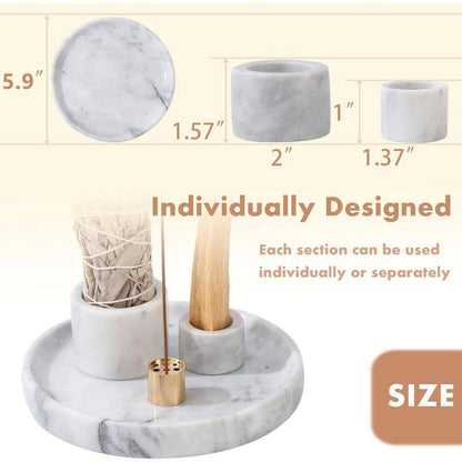 White Marble Incense Holder with 9-Holes for Meditation and Relaxation