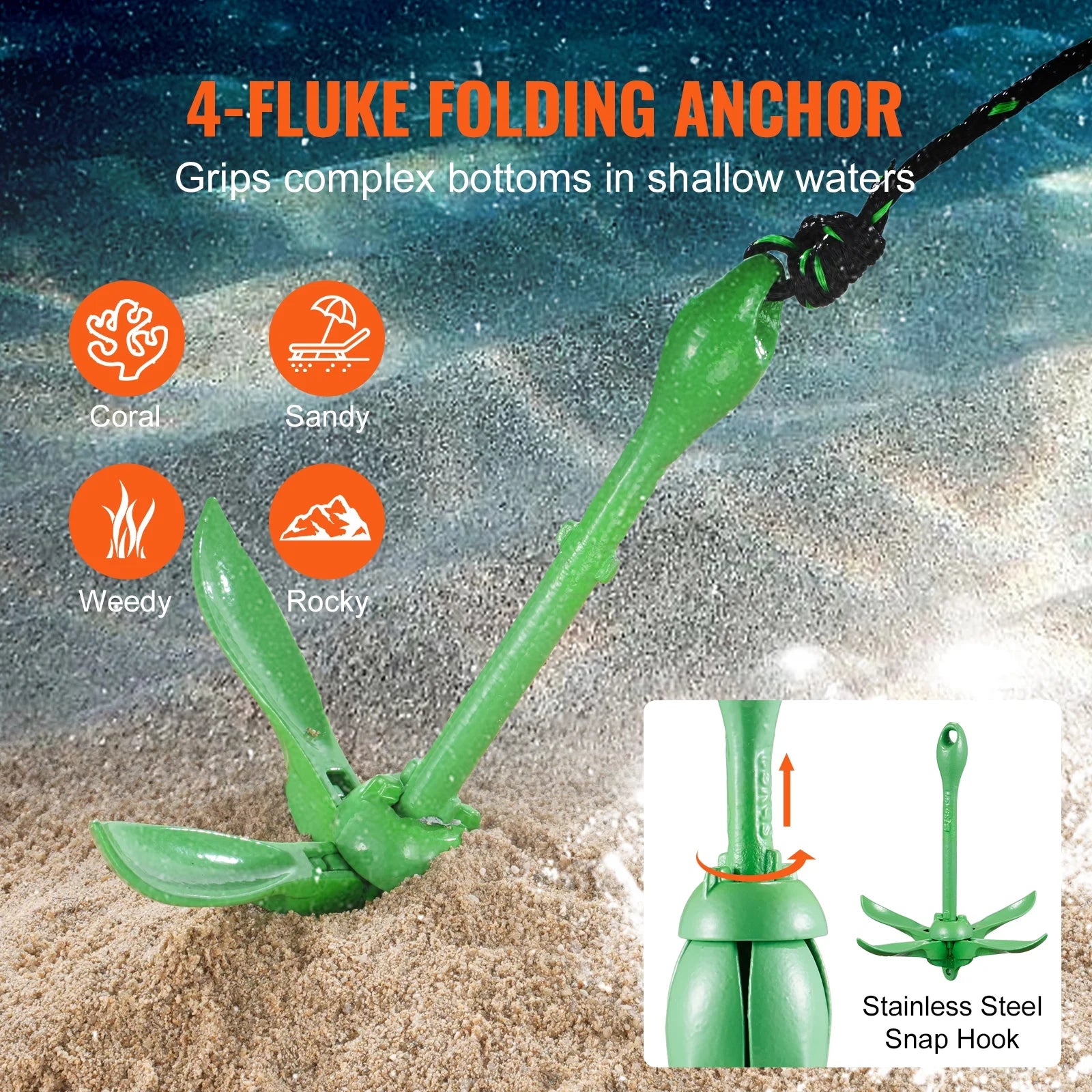 3.5 Lb Paddle Board Anchor Kit Kayak Anchor Kit with 26.2 Ft Rope and Buoy