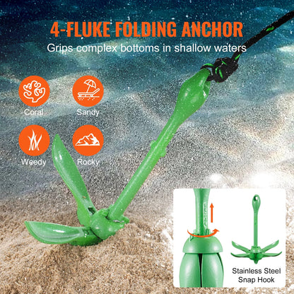 3.5 Lb Paddle Board Anchor Kit Kayak Anchor Kit with 26.2 Ft Rope and Buoy