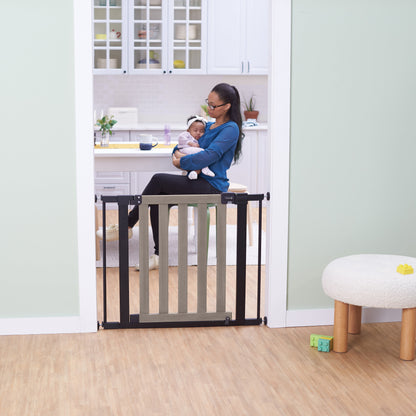 (2 Pack)  Wood-And-Metal Flat Slat Gate, Grey