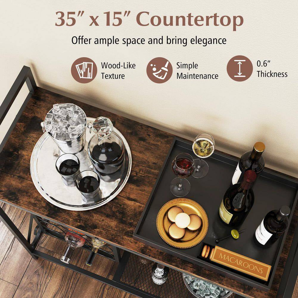 21-Bottle Rustic Brown Metal Floor Wine Rack