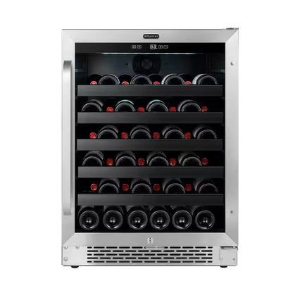 12 In. 20-Bottle Wine Cooler Fridge Built-In, Freestanding, or Undercounter Stainless Steel Glass Door Carbon Filter