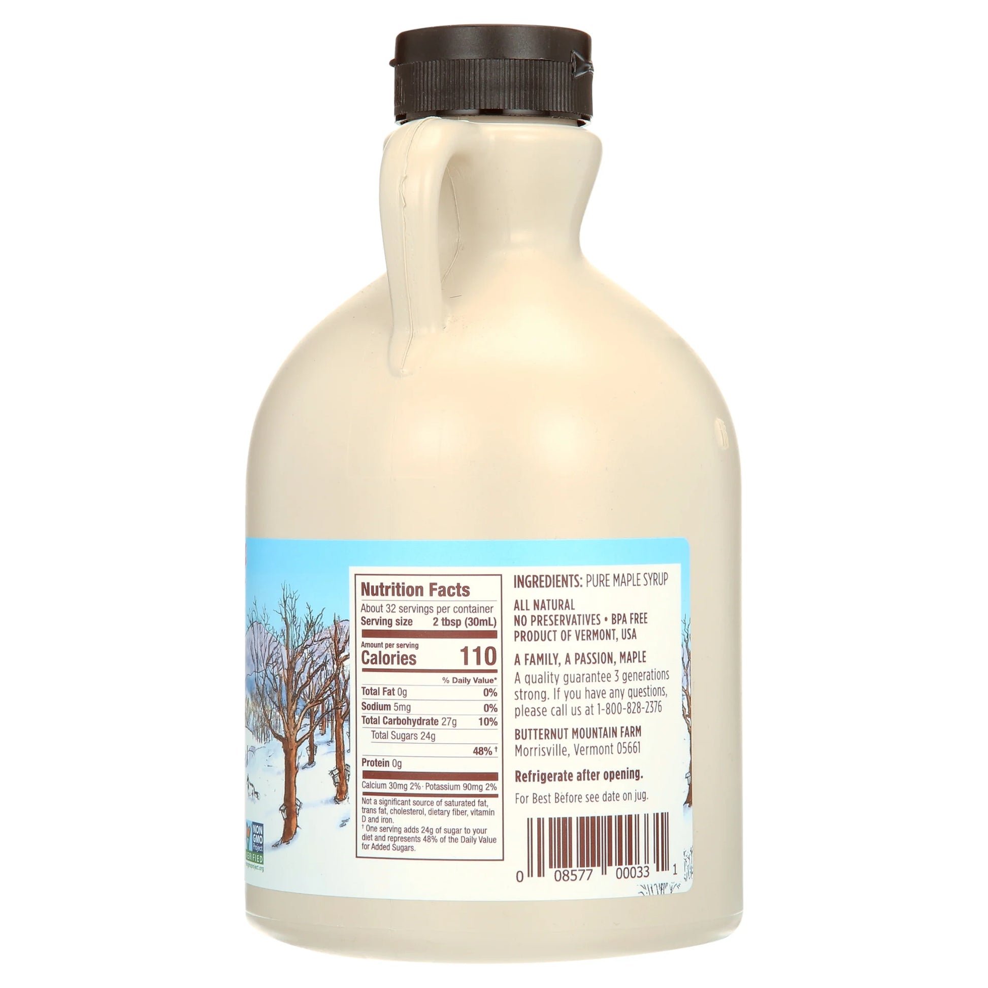 100% Pure Vermont Maple Syrup Dark Color & Robust Taste, 32 Fl Oz.