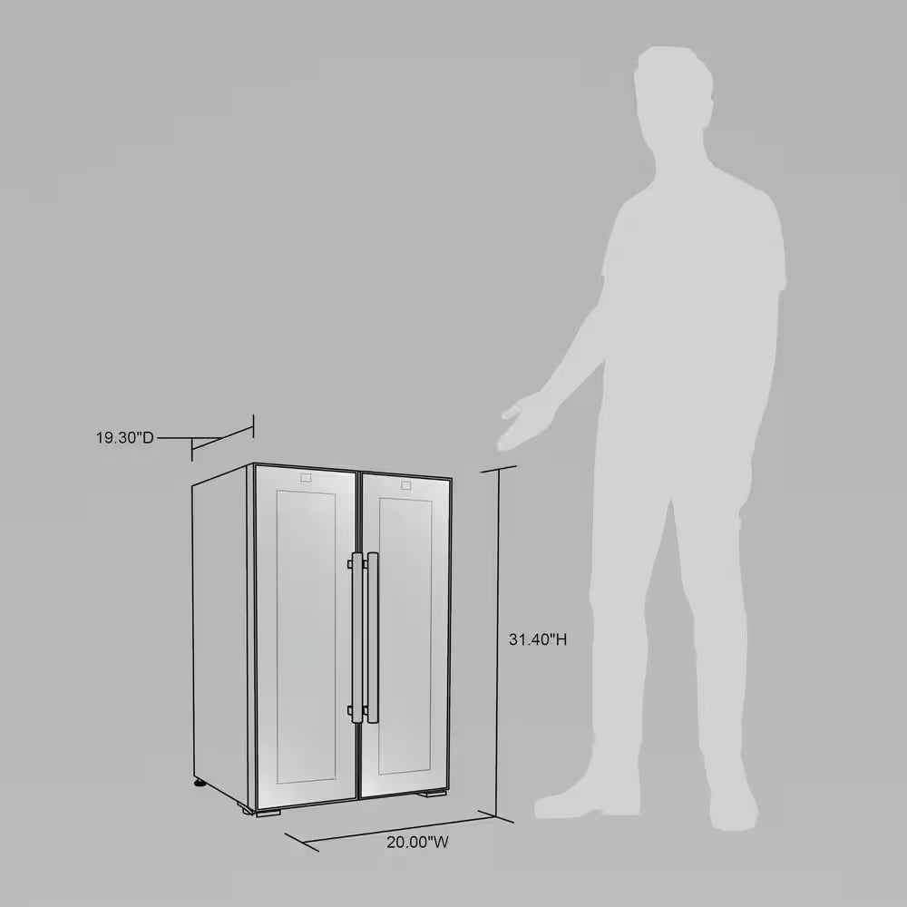 Shadow 20 In. Dual Zone Wine Cooler Refrigerator 12 Bottles & 39 Cans, Mirrored Wine and Beverage Fridge