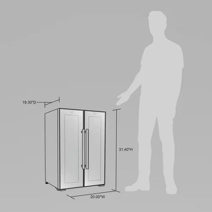 Shadow 20 In. Dual Zone Wine Cooler Refrigerator 12 Bottles & 39 Cans, Mirrored Wine and Beverage Fridge