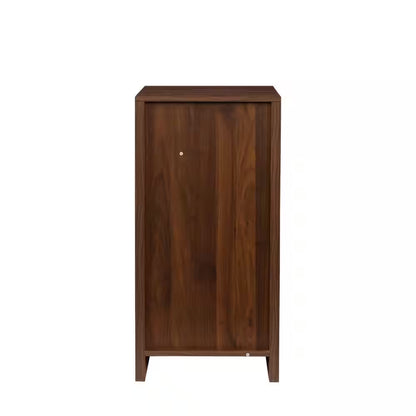 Walnut Brown Freestanding Wooden Wine Bar Cabinet Buffet with Sliding Hutch and Drawer for Kitchen Dining Room Entryway