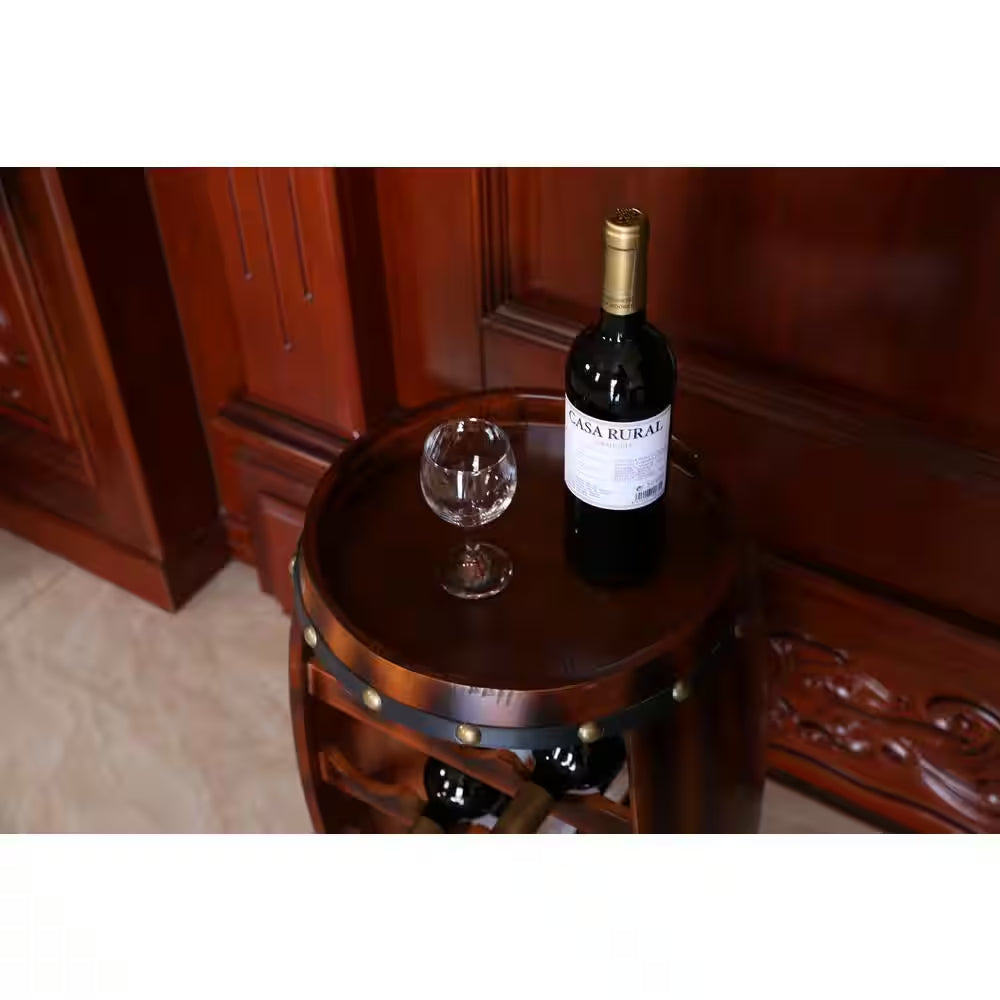 Wooden Barrel Shaped 14-Bottle Wine Rack