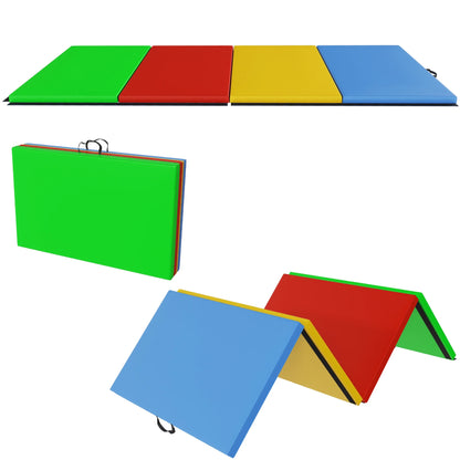 Versatile 4'X8'X2" High-Density Gym Mats - Extra Thick, Anti-Tear, Easy-Clean, Foldable for Aerobics, Yoga, Martial Arts, with Durable Vinyl and Velcro, Black