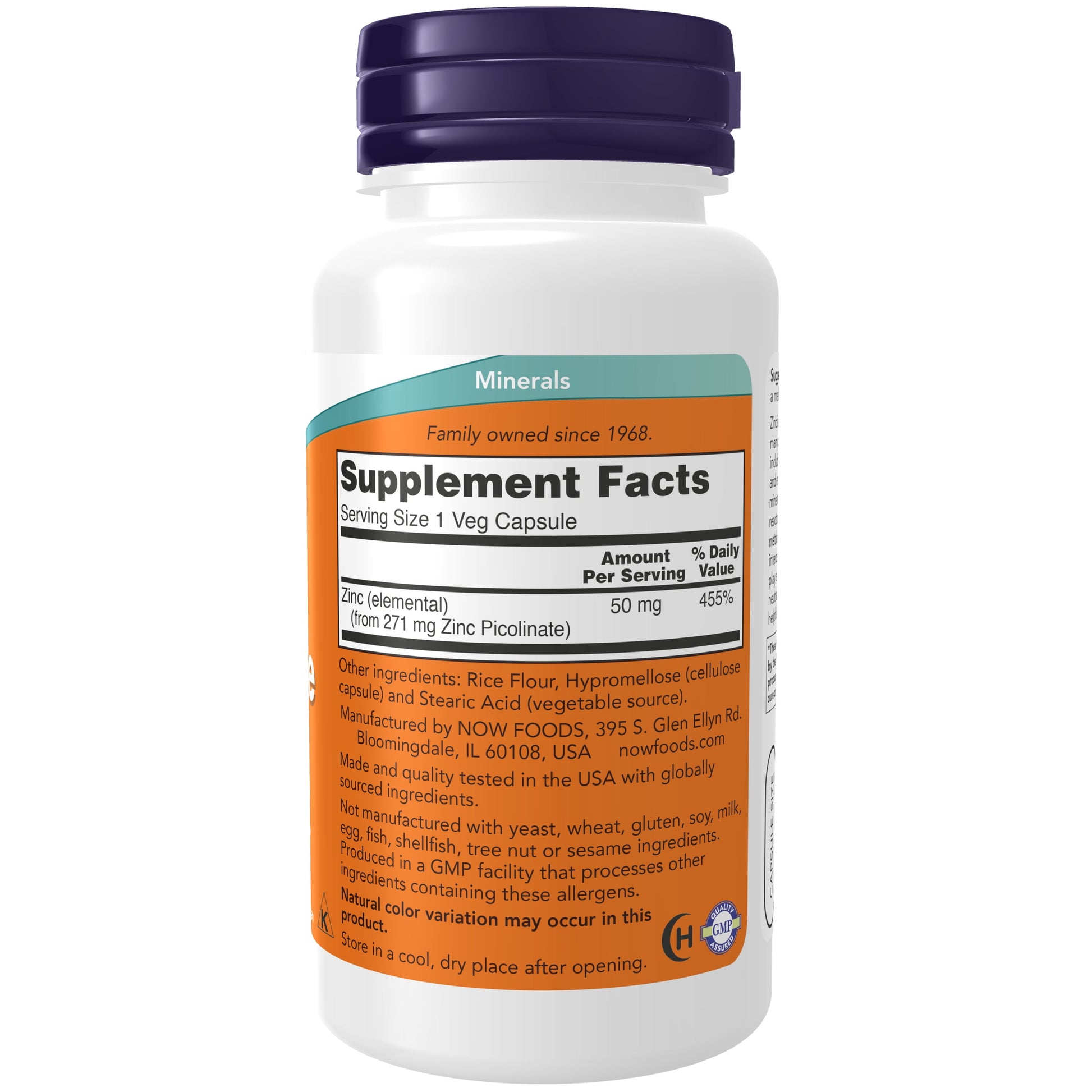 Supplements, Zinc Picolinate 50 Mg, Supports Enzyme Functions, Immune Support, 120 Veg Capsules